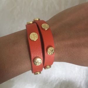 Tory Burch double wrapped logo bracelet