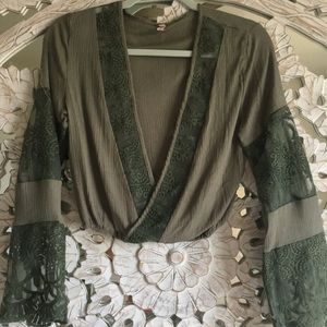 Deep V boho crop top