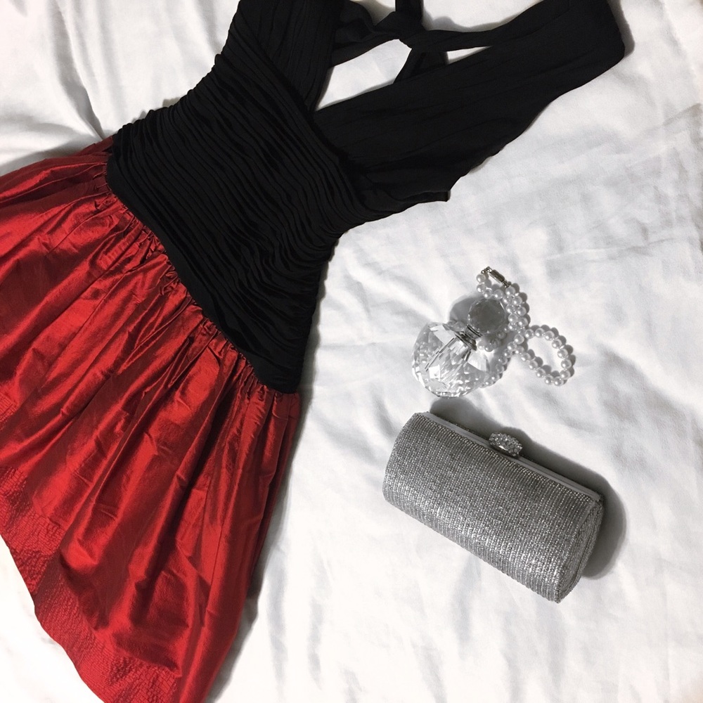 BCBG Max Azria Black Maroon Ballet Dress XS