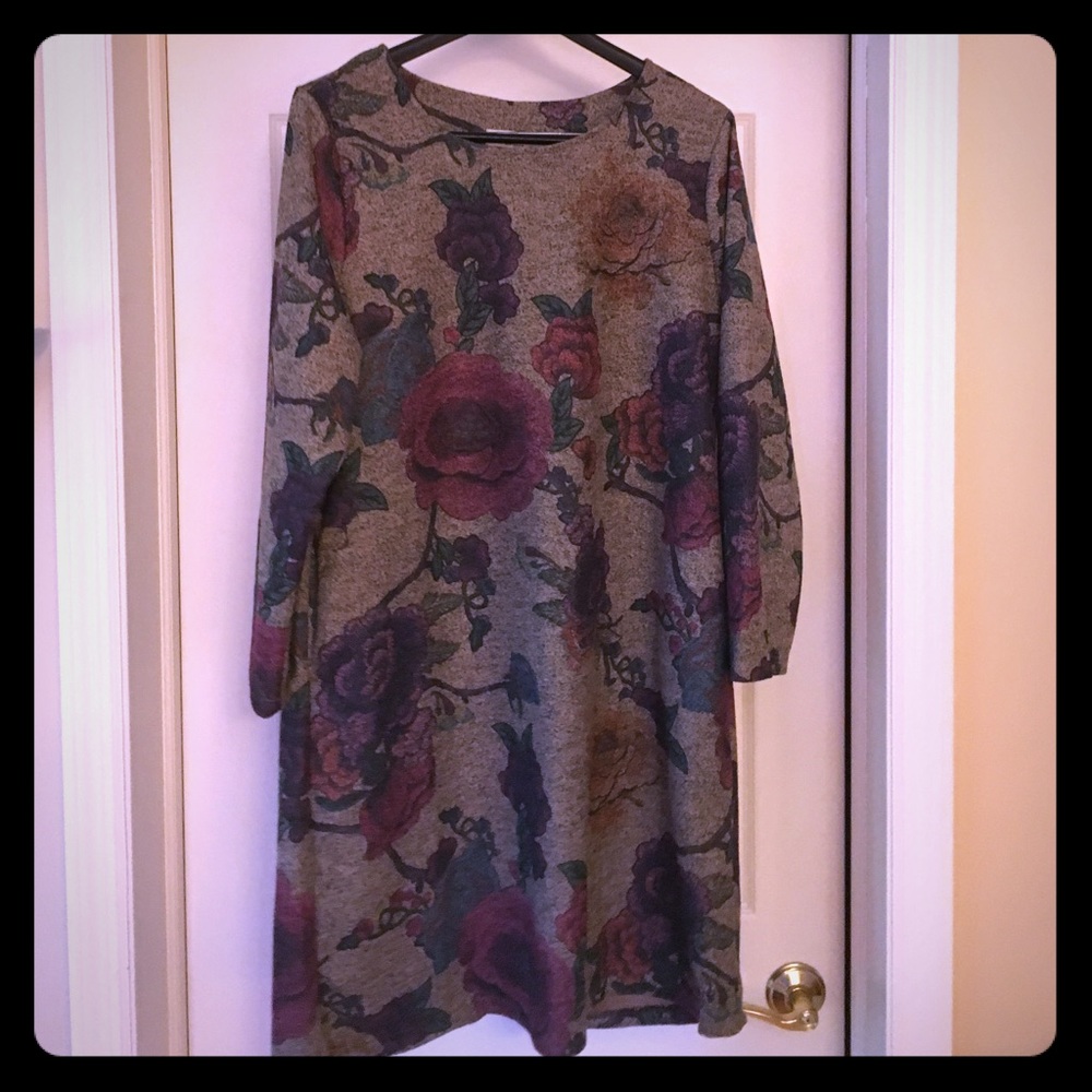 Never Worn Long Sleeve Floral Print Shirt Dress