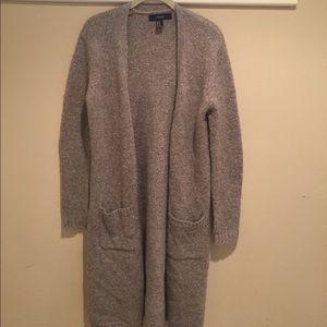 Long gray Forever 21 sweater with pockets