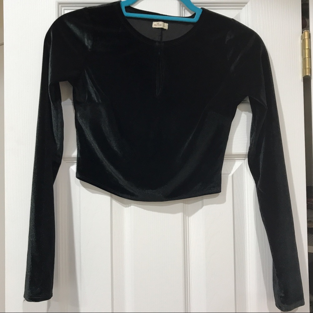 Dark Green Hollister Velvet Keyhole Crop Top