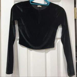 Dark Green Hollister Velvet Keyhole Crop Top