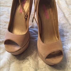 Nude suede wedge with MaryJane ankle strap