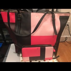 Kate Spade color block purse and wallet set