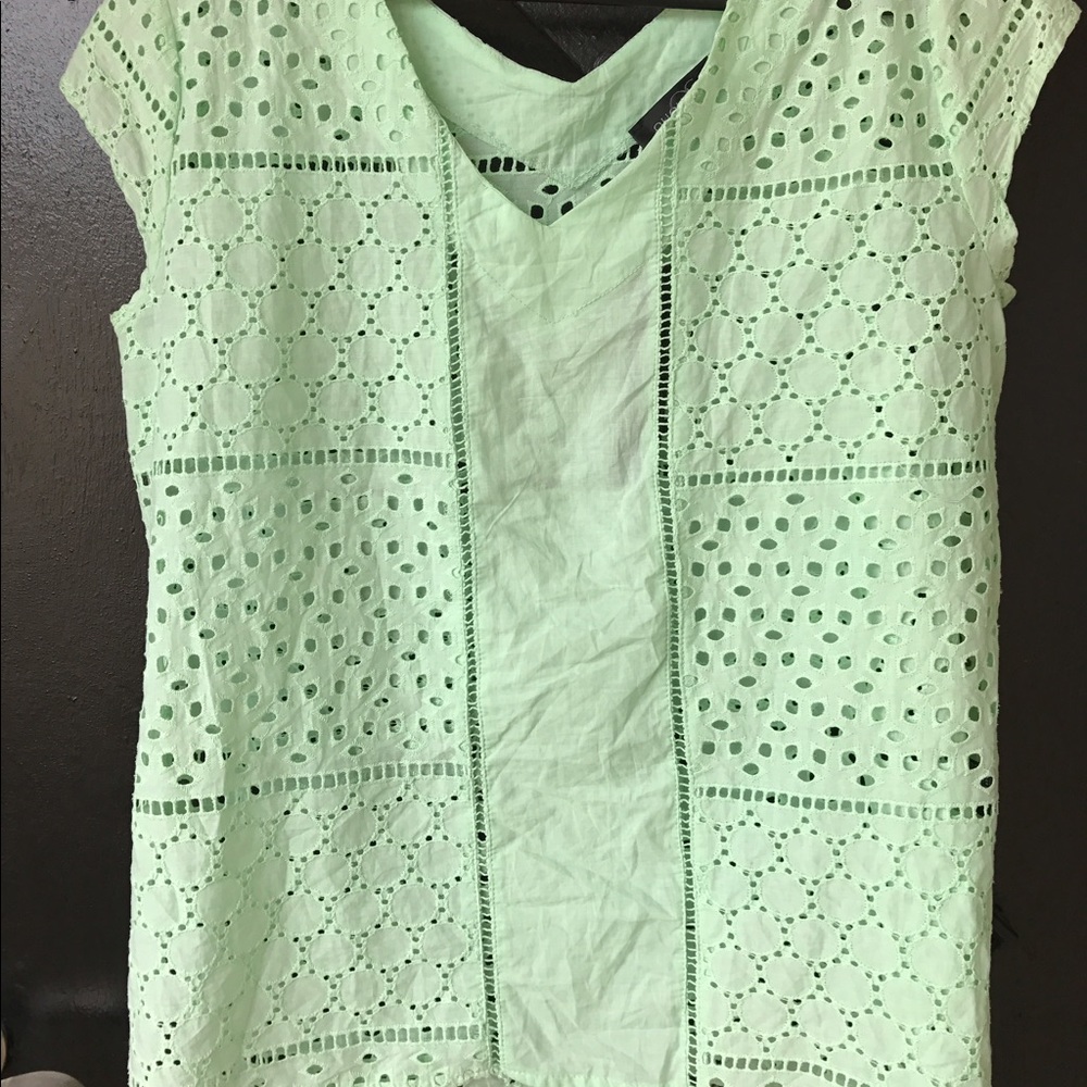 Mint Green Eyelet Top