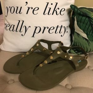 Olive Green Studded Sandals Oka-B