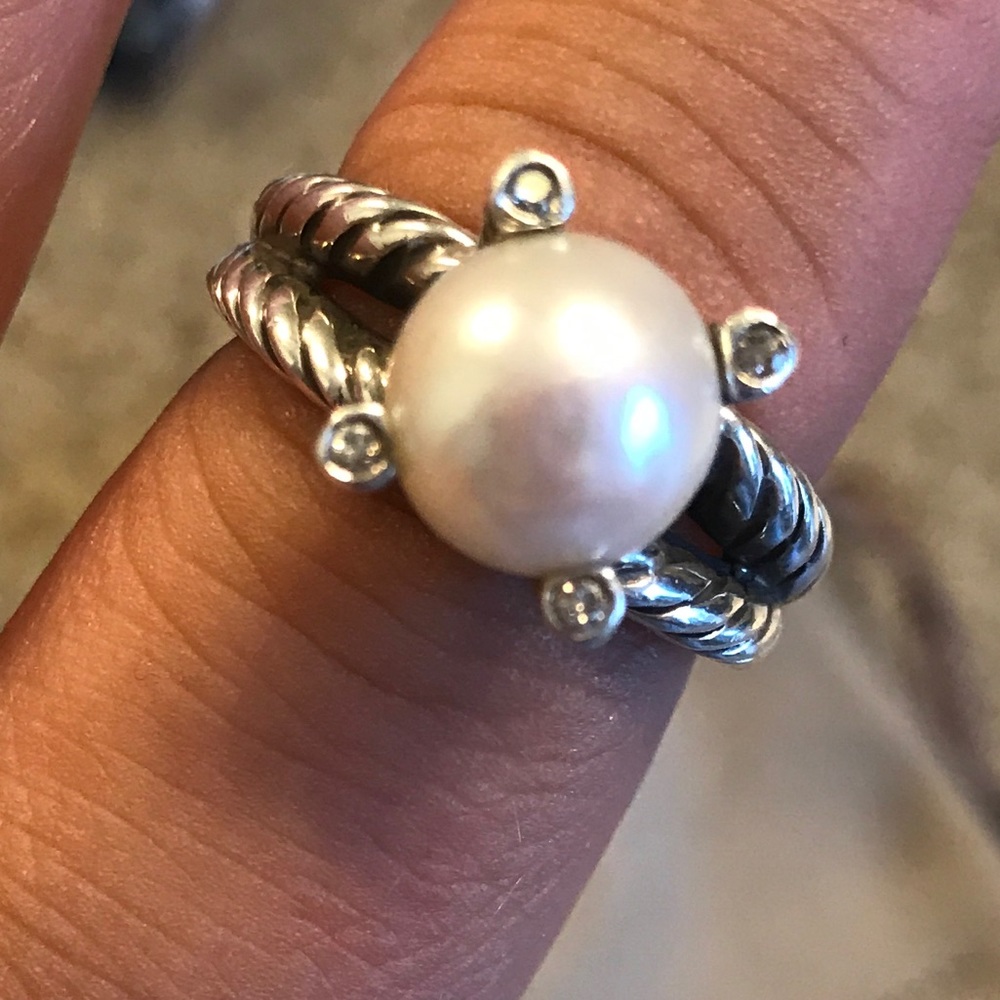 David Yurman Pearl and Diamond Ring