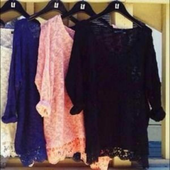 LF black sweater with lace bottom - Picture 3 of 3