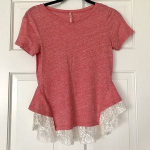 Free People Lace Peplum Tee