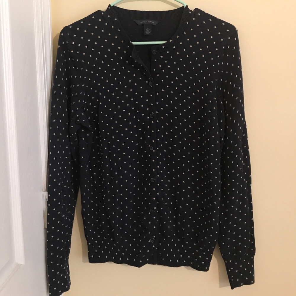 Navy Tommy Hilfiger polka dot cardigan MEDIUM