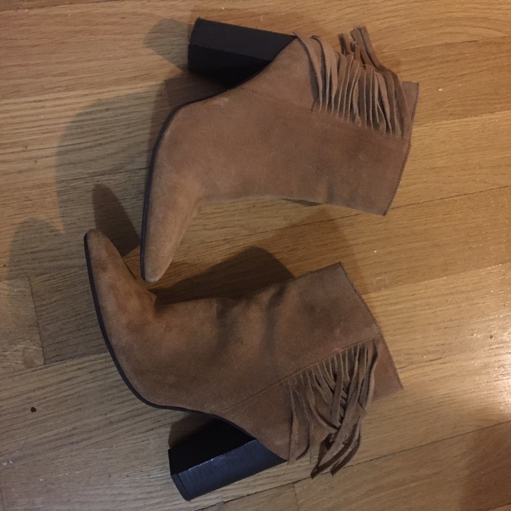 Genuine Suede Ankle Boots Festival Tassel Booties - Picture 3 of 7