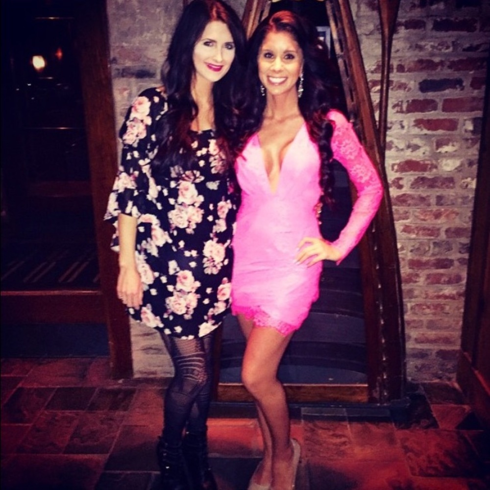 ❤Hot pink lace mini dress