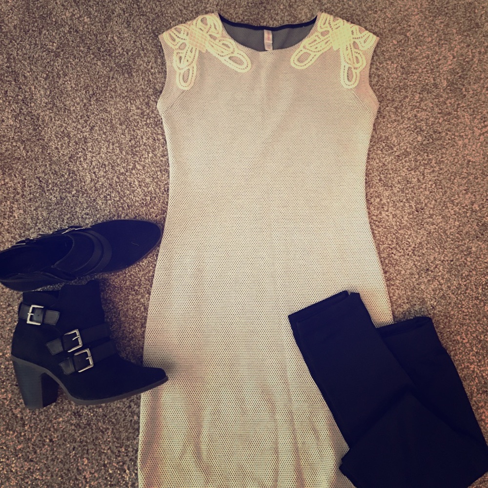 Cream and polka dot dress