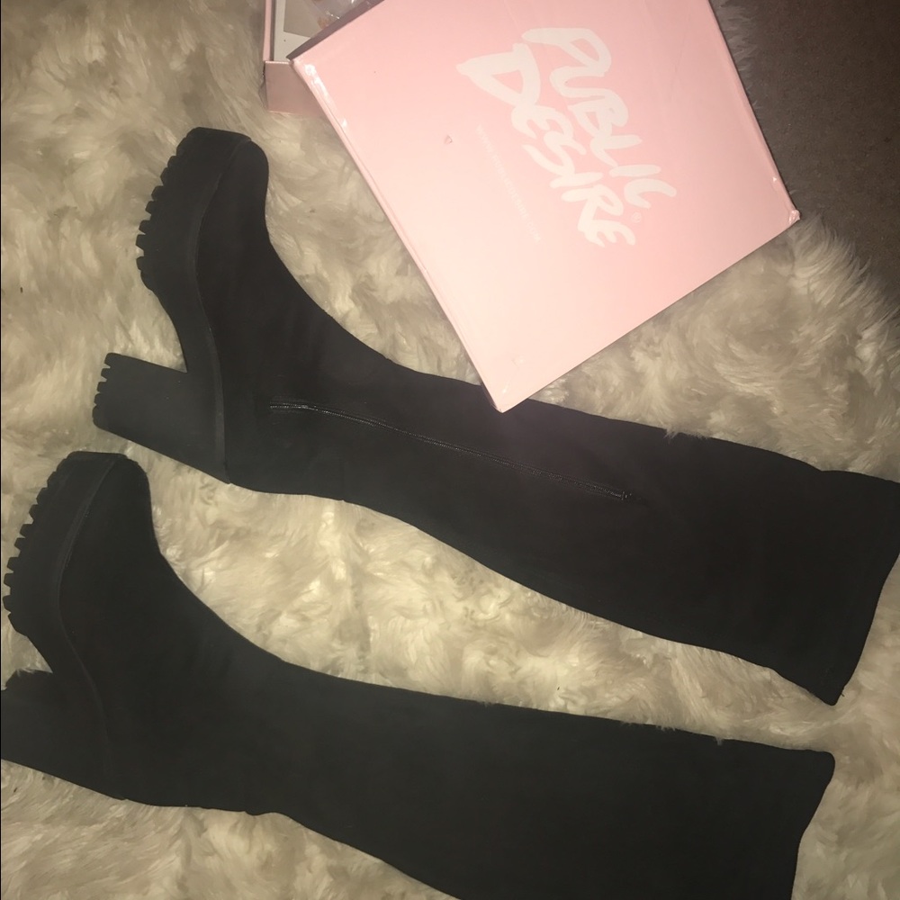 Suede knee high boots
