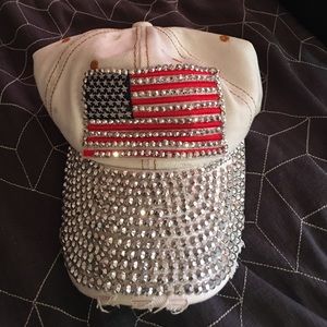 Rhinestone American flag Fourth of July hat