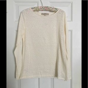 Ann Taylor Loft Cream Long Sleeve Shirt