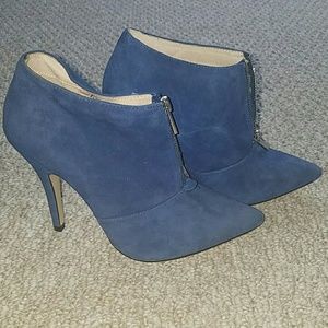 Like new, blue suede ankle boots.