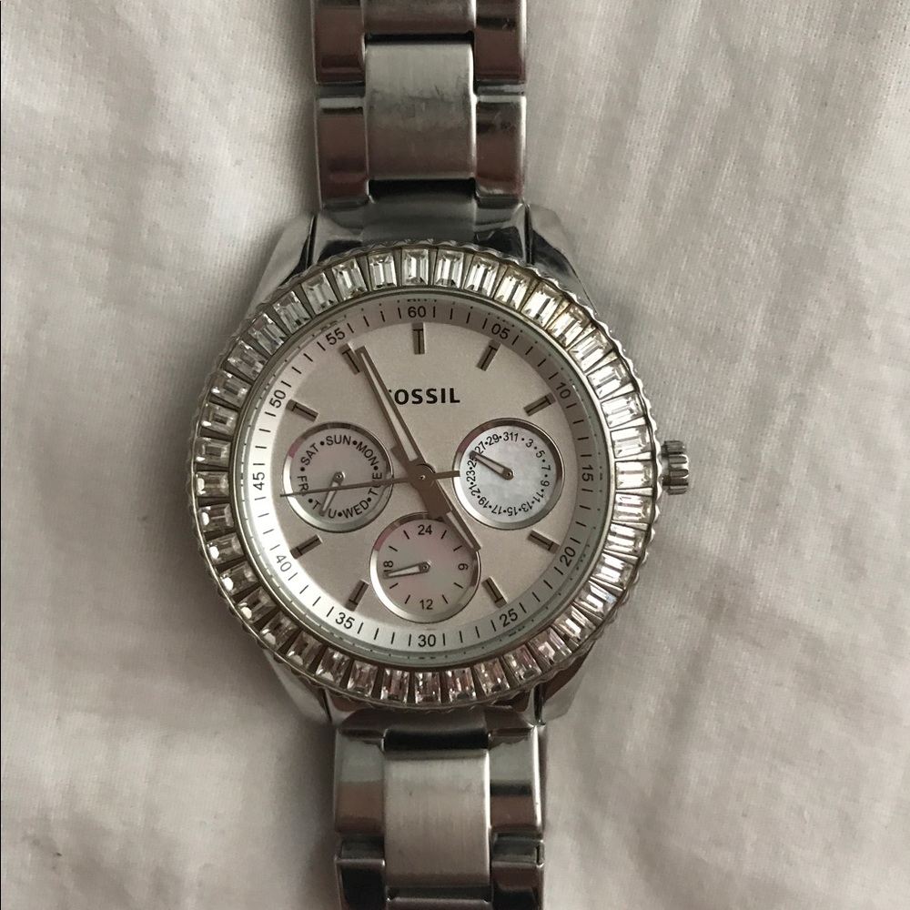 Silver Fossil Watch