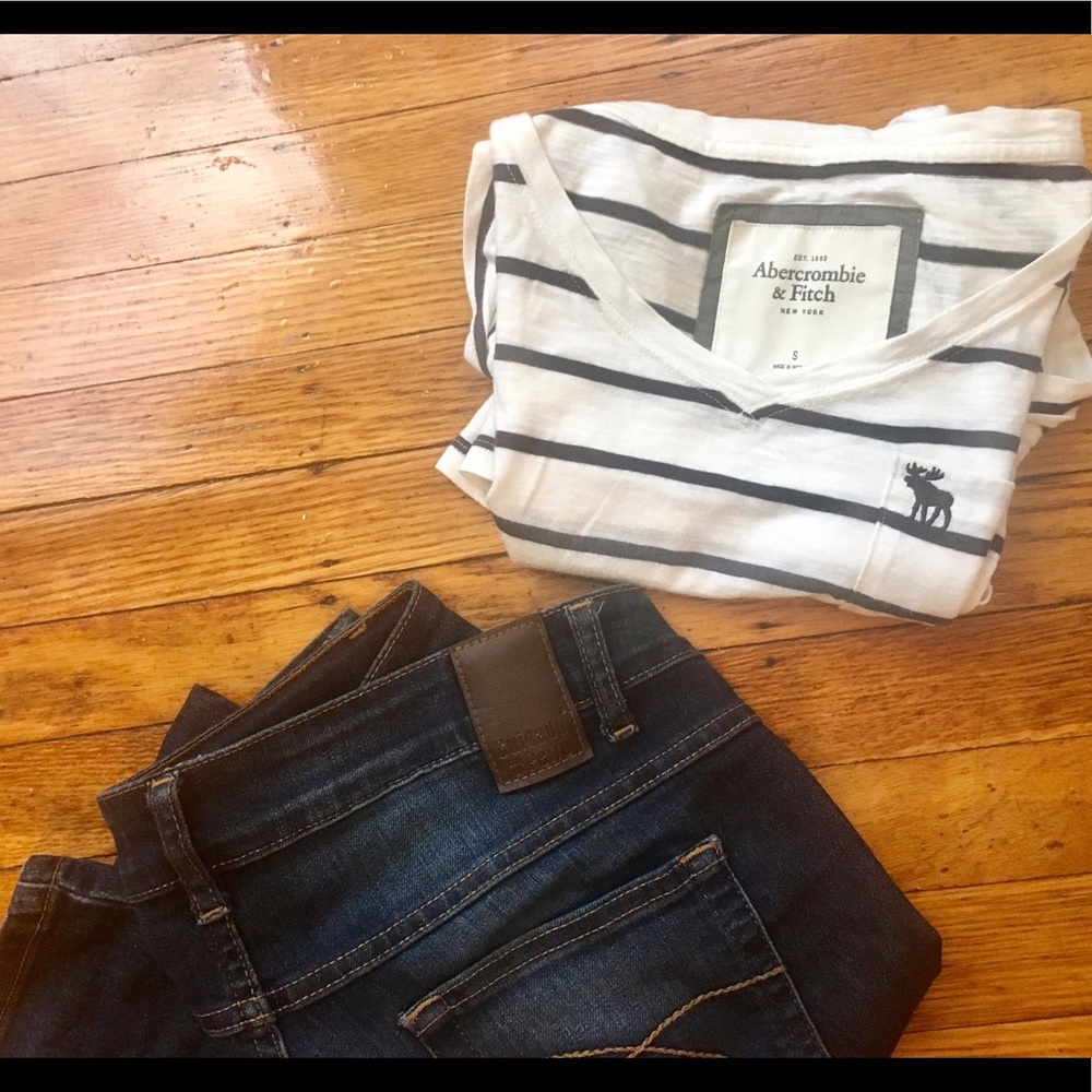Abercrombie blue striped classic t-shirt