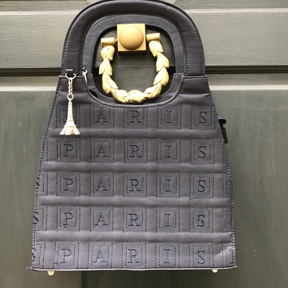 Navy purse - Paris Eiffel Tower detail