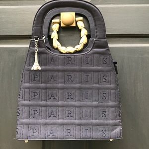 Navy purse - Paris Eiffel Tower detail