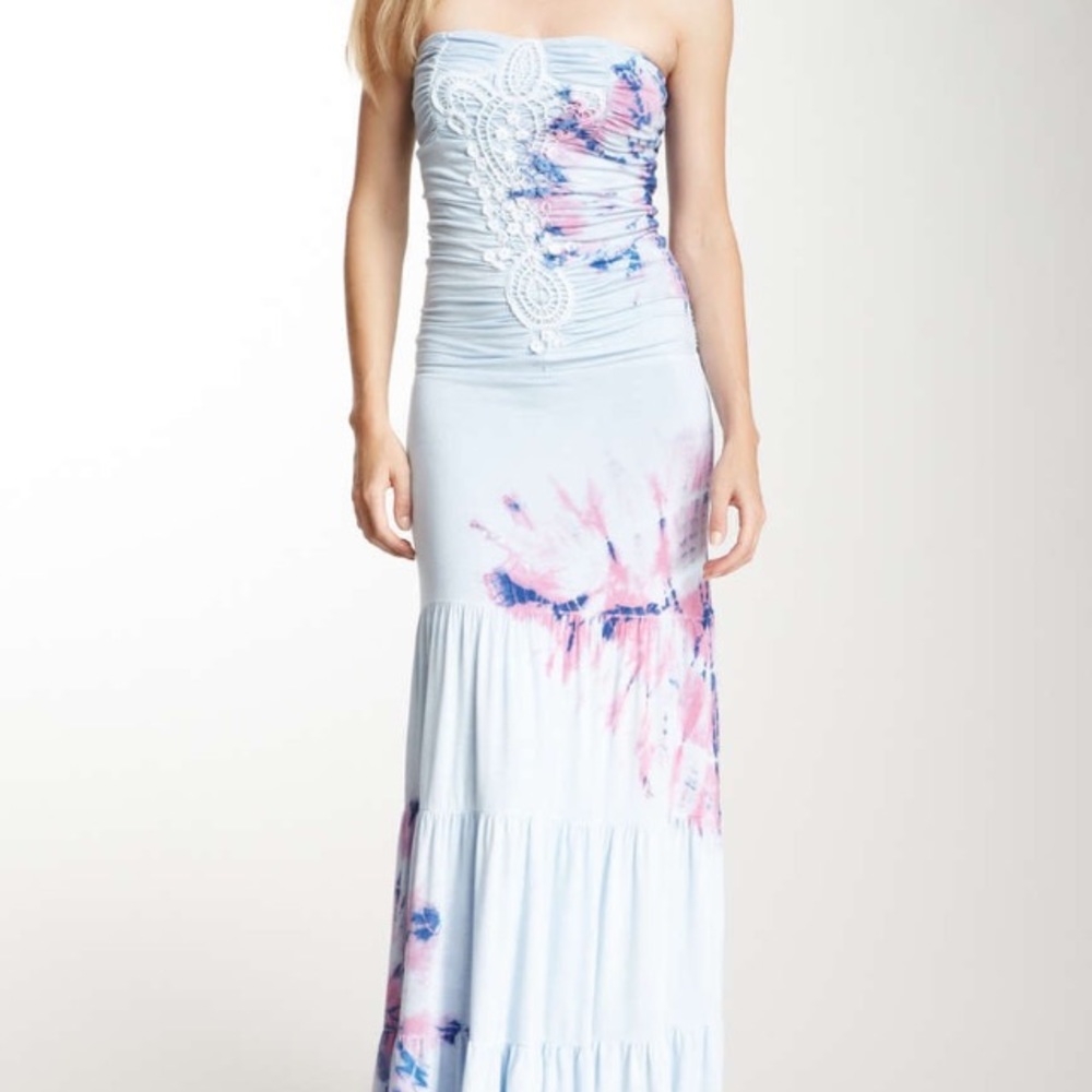 🎉HP🎉 Miss Me Strapless  Tie-Dye maxi dress