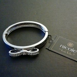 Nicole Miller Silver Diamond Bow Bangle