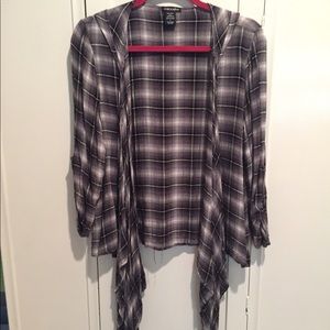 Grey plaid hoodie jacket