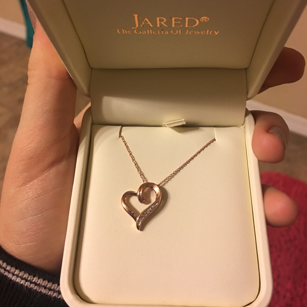 Heart Necklace Diamond Accents 10K Rose Gold.