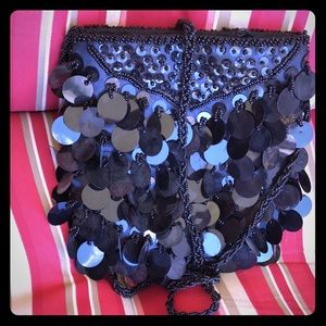 Chic small black shoulder evening purse