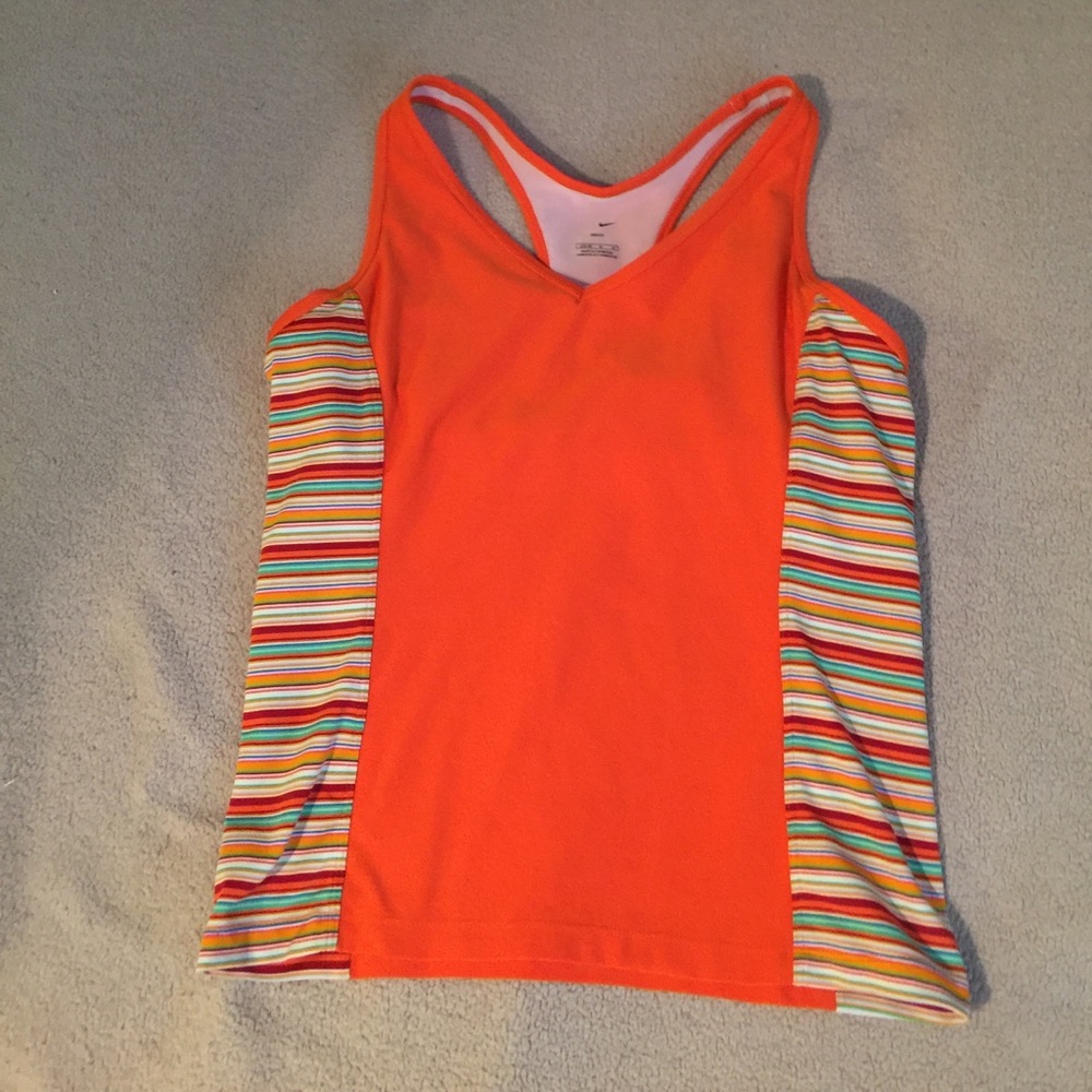 Orange stripped Nike athletic tank top