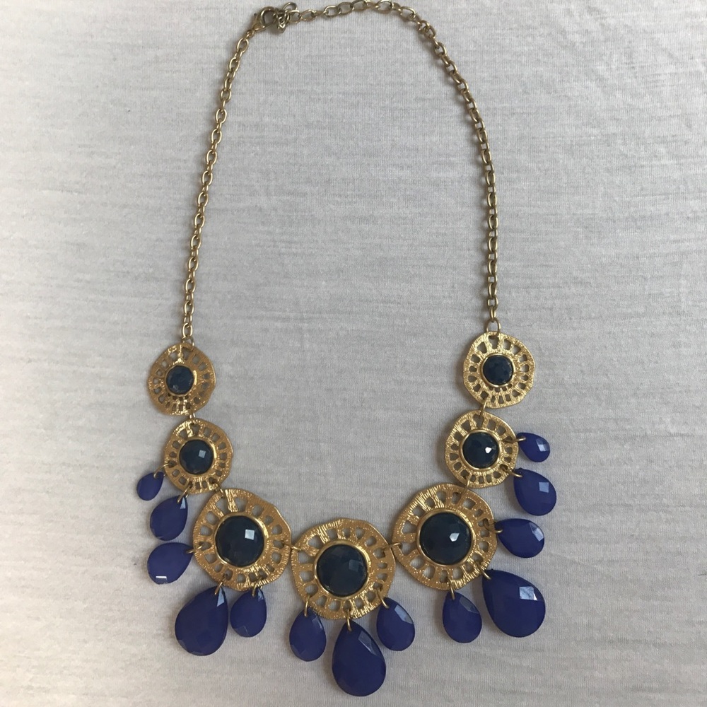 Navy blue and gold necklace