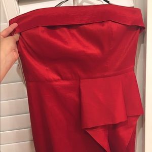 Calvin Klein strapless red burgundy dress