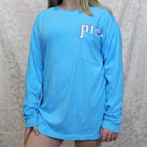 Victoria's Secret Pink Long-Sleeve Blue Shirt