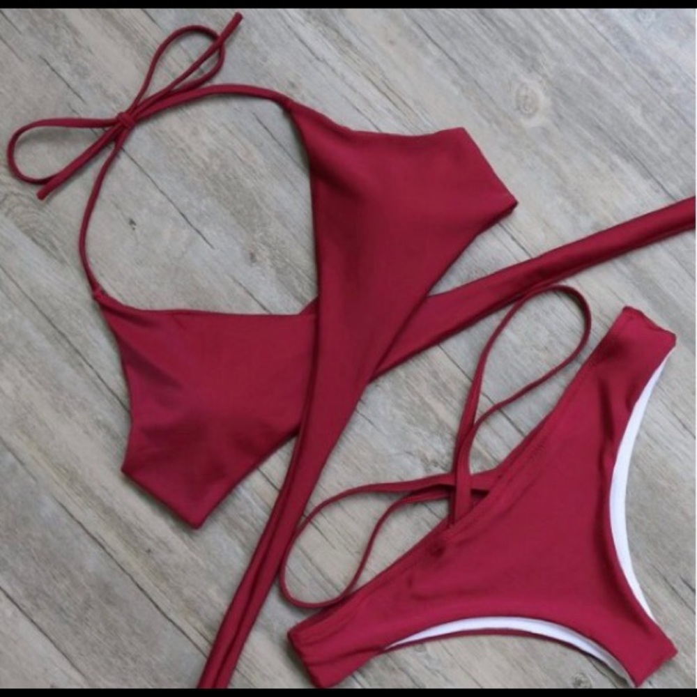 Red Wrap Bikini Top