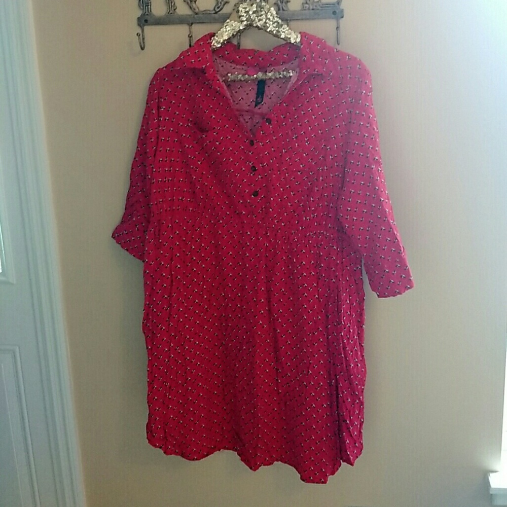 Plus Size Print Shirt Dress with cinch Waist