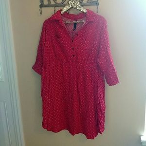 Plus Size Print Shirt Dress with cinch Waist