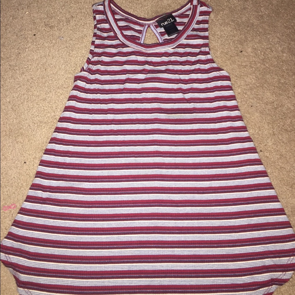a red striped tank top
