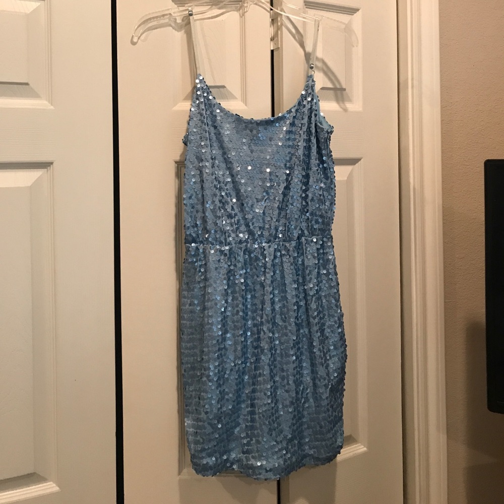 Blue sequin dress