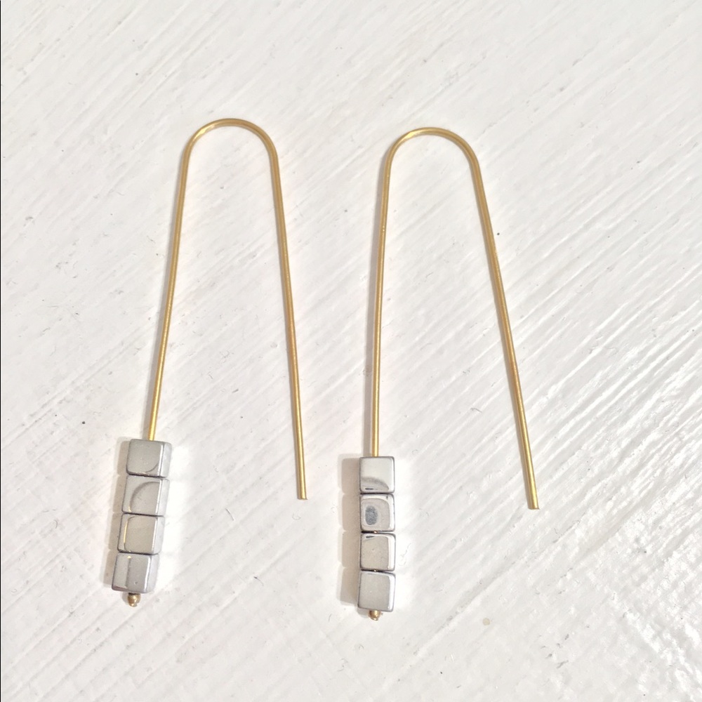 Gorgeous Hematite Cube beads drop earrings multi! - Picture 3 of 5