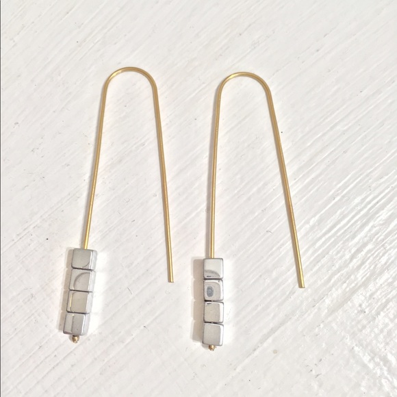 Gorgeous Hematite Cube beads drop earrings multi! - Picture 3 of 5