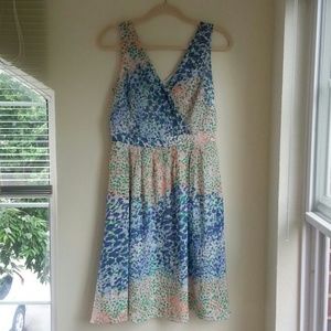 Boden Silk Dress Modern Abstract Floral