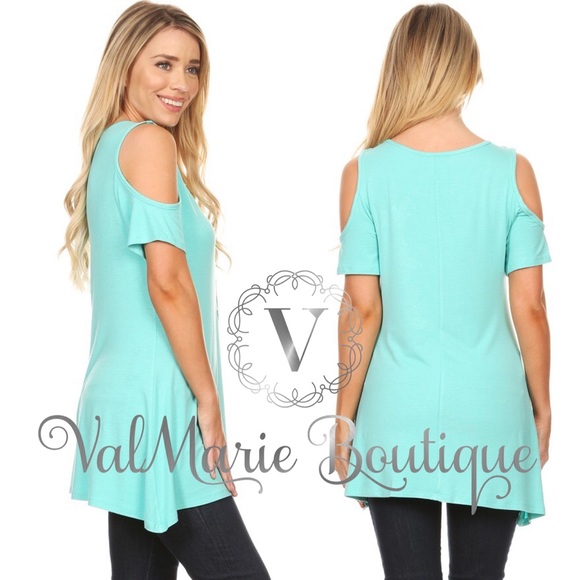 Aqua Rose Cold Shoulder Top - Picture 3 of 3