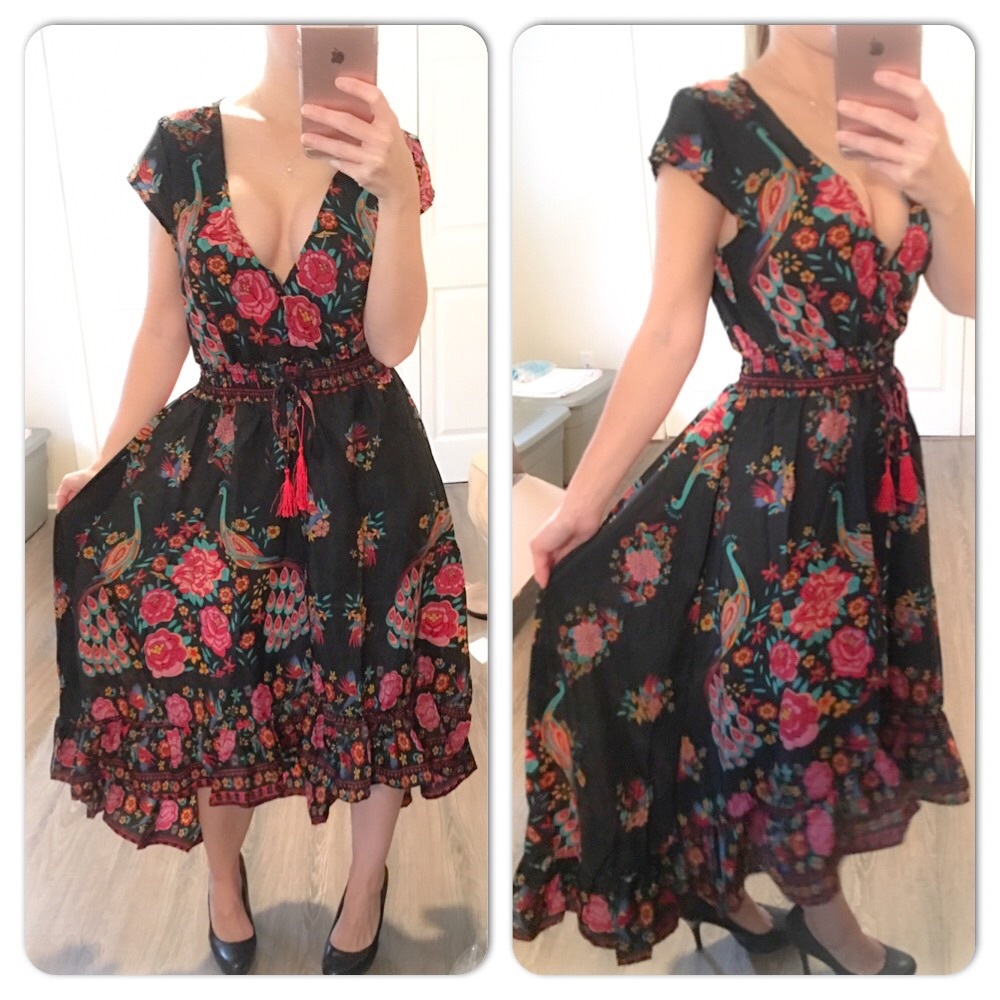 🎉HP🎉Boho Chic Ruffle Maxi Dress Tassel Tie S-XL - Picture 4 of 7