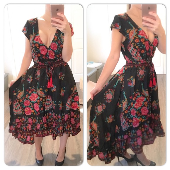 🎉HP🎉Boho Chic Ruffle Maxi Dress Tassel Tie S-XL - Picture 4 of 7