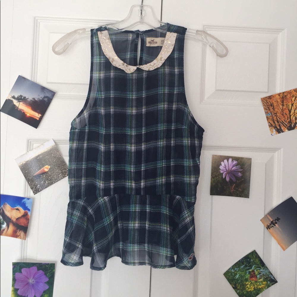 Hollister plaid peplum top