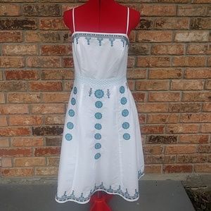 Ann Taylor: Loft White Festive Dress