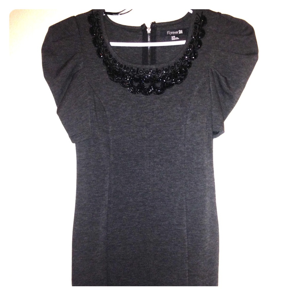 Dark grey forever 21 dress with beads size M