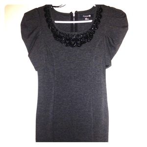 Dark grey forever 21 dress with beads size M